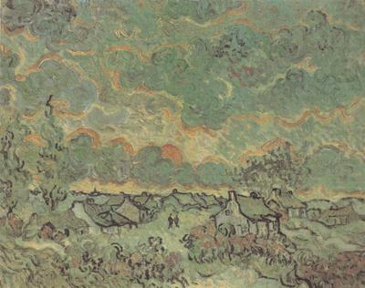 Vincent Van Gogh Cottages and Cypresses:Reminiscence of the North (nn04) china oil painting image